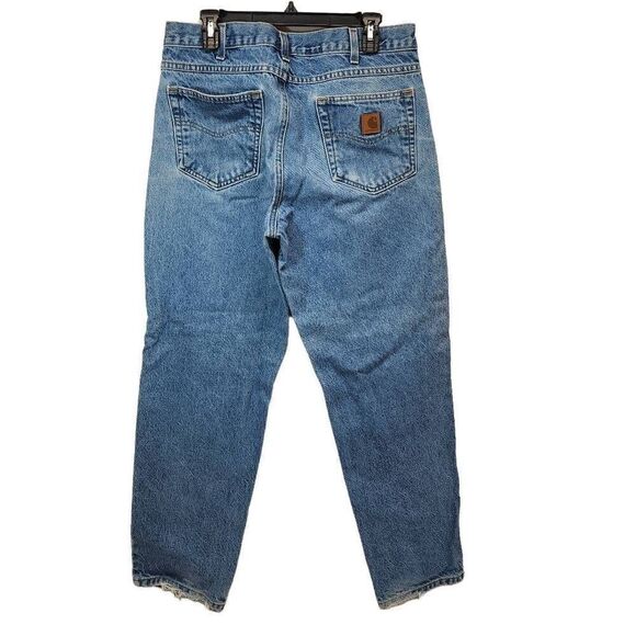 Carhartt Size 34 x 32 Men's Relaxed Fit Light Wash Blue Denim Jeans U - Picture 2 of 8